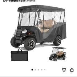 KEMIMOTO Golf Cart Enclosure, 4 Passenger Golf Cart Rain Cover, 600D Waterproof Driving Enclosure with Clear PVC Windshield for Extended Roof Golf Car