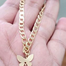 Pulsera de Mariposa para bebe laminado en oro 14k. 14k gold plated baby butterfly bracelet  Size: 7" 