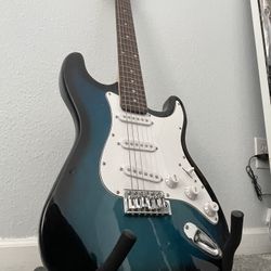 Blue Zeny Electric Guitar + Stand 