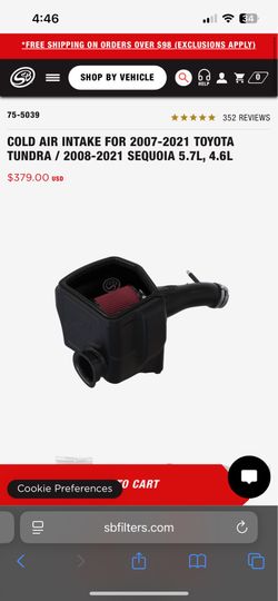 COLD AIR INTAKE FOR 2007-2021 TOYOTA TUNDRA / 2008-2021 SEQUOIA 5.7L, 4.6L