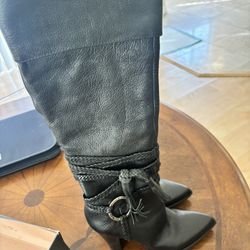 Vince Camuto Tall Leather Black Boots Size 6.5