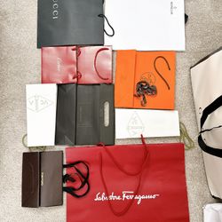 Hermes, Louis Vuitton, YSL, Harry Winston, Van Cleef, Ferragamo Etc AUTHENTIC Shopping Bags 