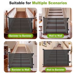 Reinforced Retractable Baby Gate for Stairs & Banister,