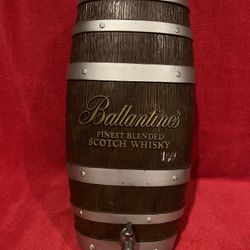Ballantine Whisky Barrel Bar Decor Brown Barrel Dispenser 