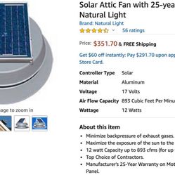 Solar Attic Fan with 25-year Warranty by Natural Light