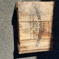 Antique wood shipping crate for shipping typeset from  Chicago 