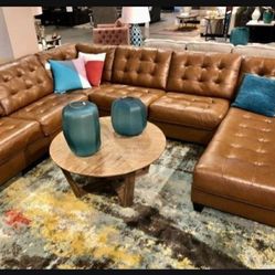 $39 Down Payment ✅ Baskove Genuine Real  Top Grain Leather U Shape Contemporary Large Sectional💥 Brand New👍 Fastest Delivery 🚚 Couch/ Sofa/ Living 