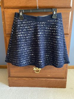 Navy Blue Lace Skirt; Size 2