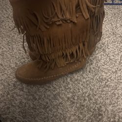 Tan Fringe Boots 