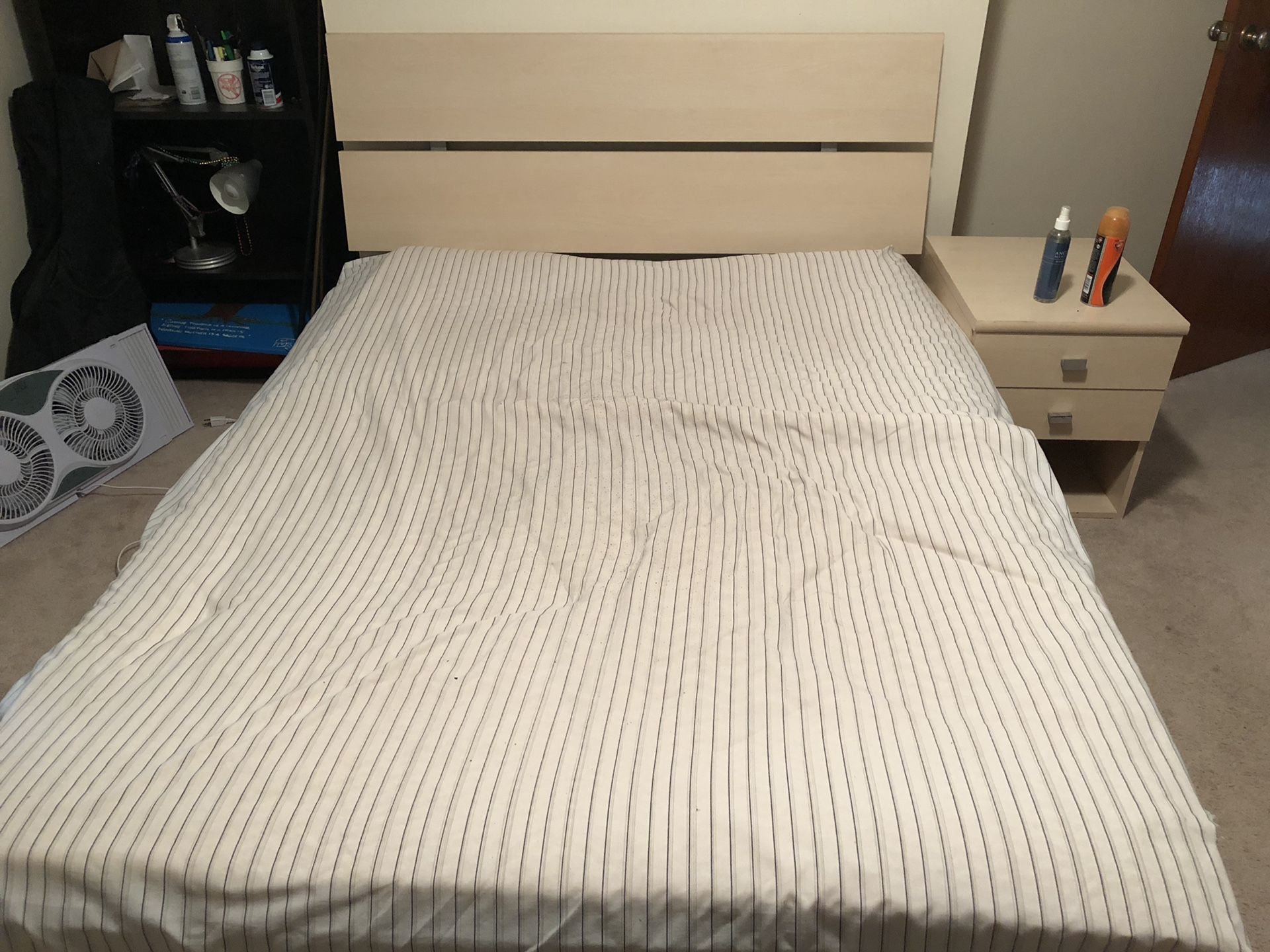 Full size bedframe with headboard, nightstand, tall dresser and tv stand for $250