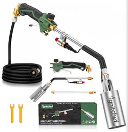 CSA Certified Propane Torch Weed Burner w 12.5-ft Hose,High Output 340,000 BTU,Self Igniter,Turbo Trigger, Long/Short Mode, Dual Fuel Support for Gard