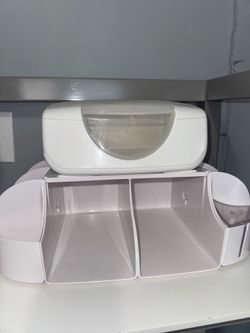 Diaper organizer + wipe warmer