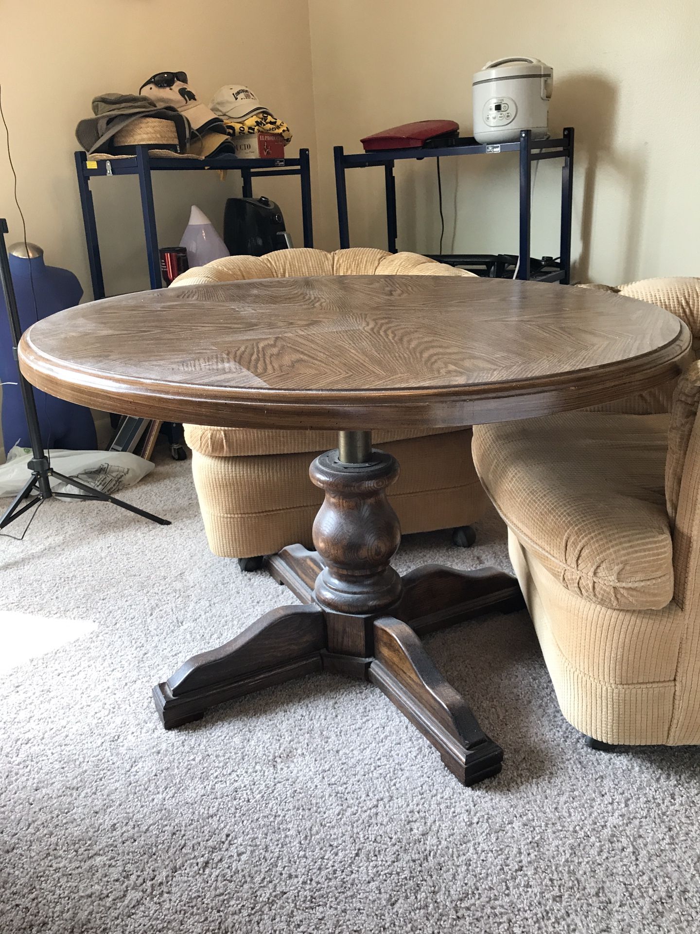Elegant Wooden Game/Coffee Table With 4 Chairs