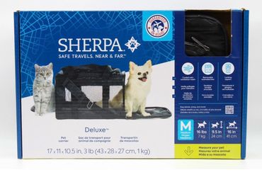 Sherpa Deluxe Medium Pet Carrier Black Airline Approved Dog Cat 17" x 11" x 10.5