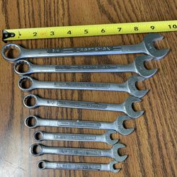 8 Vintage Craftsman Combination Wrenches 1/4”to 3/4” =V= Series Mechanic Tools