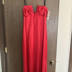 Red Long Satun Gown 