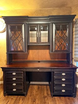 Solid Wood Aspen Executive Desk + Matching Office Chair - $500