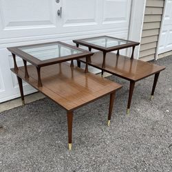 Vintage Mid Century MCM Tiered Side End Tables