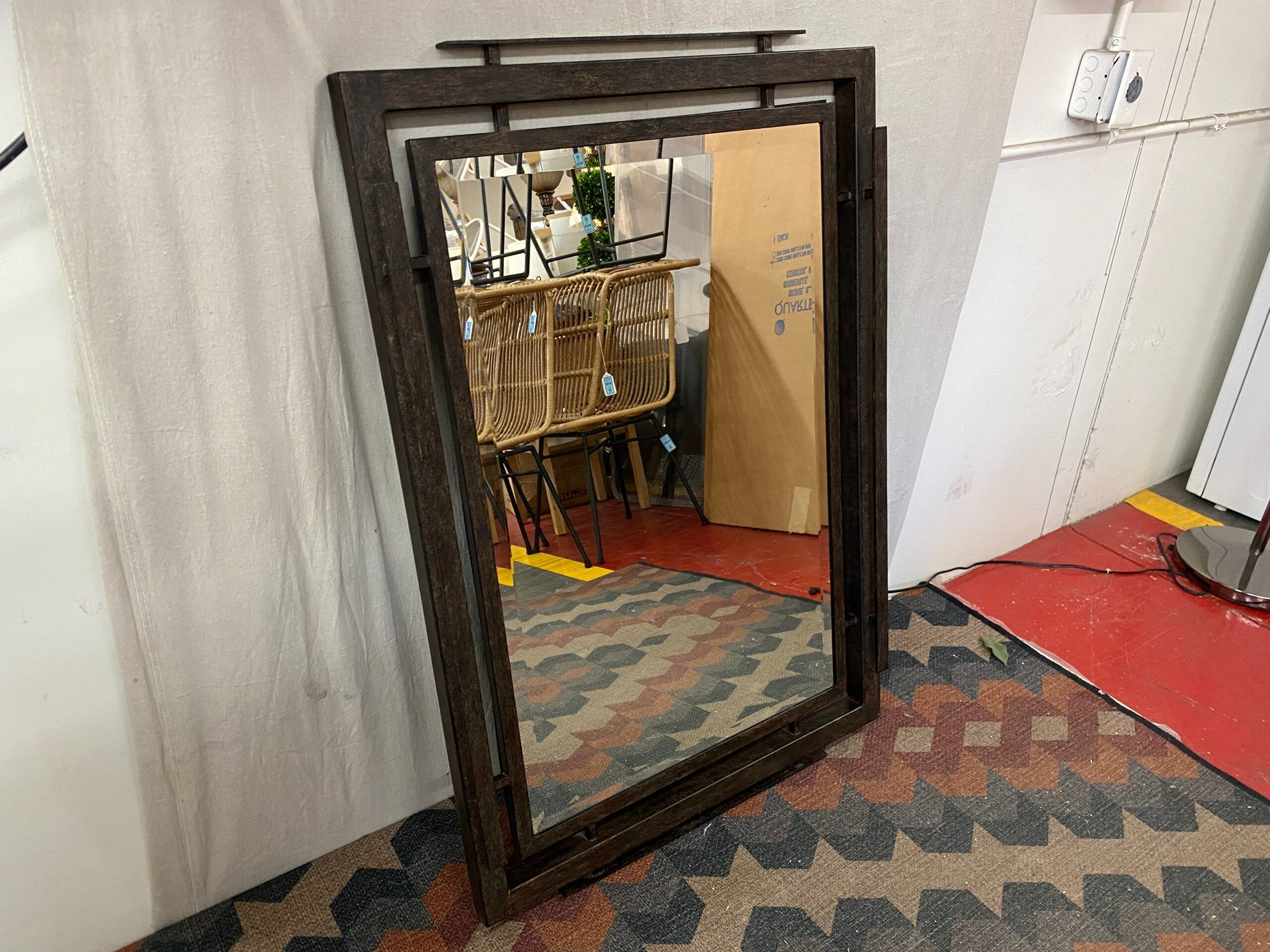 Rectangular Industrial Modern Metal Mirror