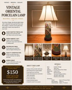 Vintage Oriental Porcelain Table Lamp