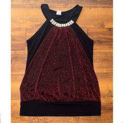 Burgundy & Black Sparkle Tank Y2K Club Darling Party Girl Uniform Size S by blum For the Midnight Muses Only