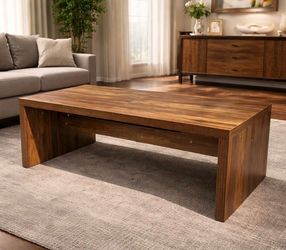 Coffee Table for Living Room, 47" Modern Farmhouse Coffee Table Rustic Brown