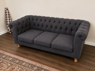 Charcoal Gray Quentin Chesterfield Sofa 84” - World Market