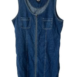 Dockers Vintage Zip-up Overall Denim Dress Front Pockets - XL  Comes from a pet and smoke free home.  Measurements are in the pictures. This vintage D