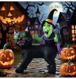Witch And Cat Halloween Inflatable 
