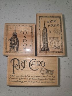 Vintage Travel Rubber Stamp Set of 3