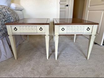 MId Cenutry Pecan Book Match End Tables / Side Tables by Bassett