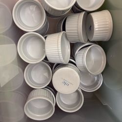 32, White Ceramic Ramekins, Ribbed, 2oz Capacity
