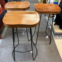 Wood and Metal Bar Stool (3) 30 Each 