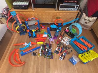 Hot Wheels toy cars, tracks, playsets