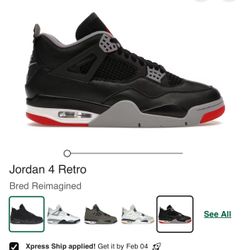 Brand new Jordan bred 4 Size 11