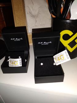 14k gold diamond earrings, 6 grams, 3/8 karat, 2 pair matching