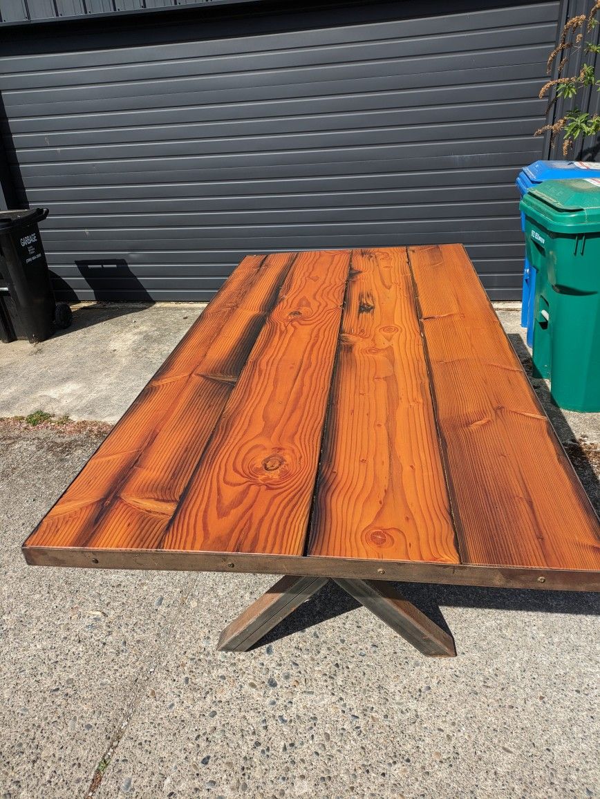 Incredible bargewood And Steel Dining Table