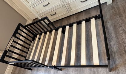 Black Metal Toddler Bed Frame with Slats