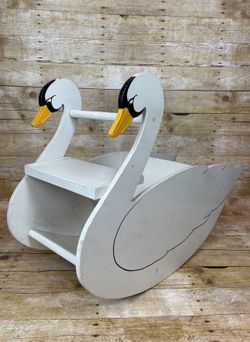 Childs Rocking Vintage Wooden Swan Rare Toy Kids Chair 