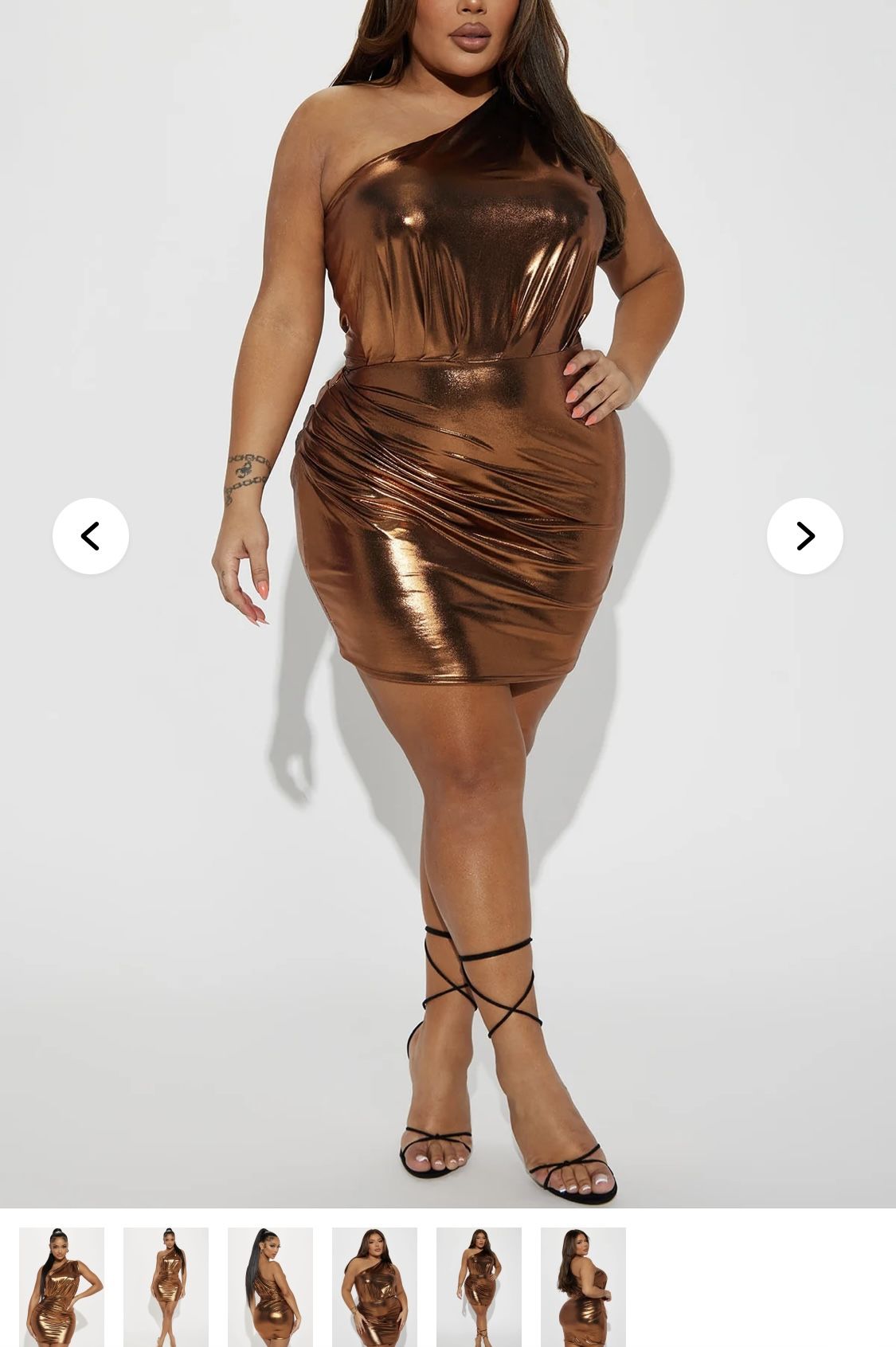 Gold Metallic One-Shoulder Mini Dress