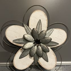 Wall Hanging Flower Art Wood And Metal