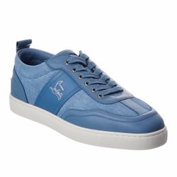 CHRISTIAN LOUBOUTIN RETERO SNEAKERS LIGHT BLUE CALF LEATHER SUEDE SZ 42.5