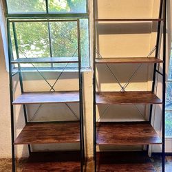 Wooden She Bookcase / Bookshelf with Shelves metal frame, modern / industrial look.