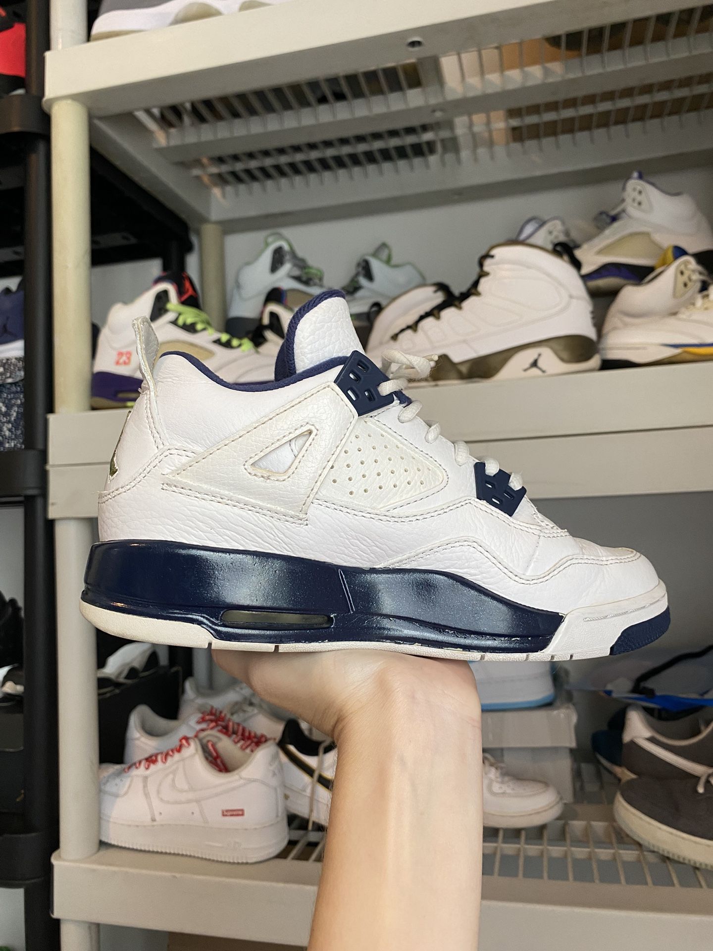 Nike Air Jordan 4 Retro BG ‘Columbia’ Legend Blue GS 408452-107 Size 4.5y