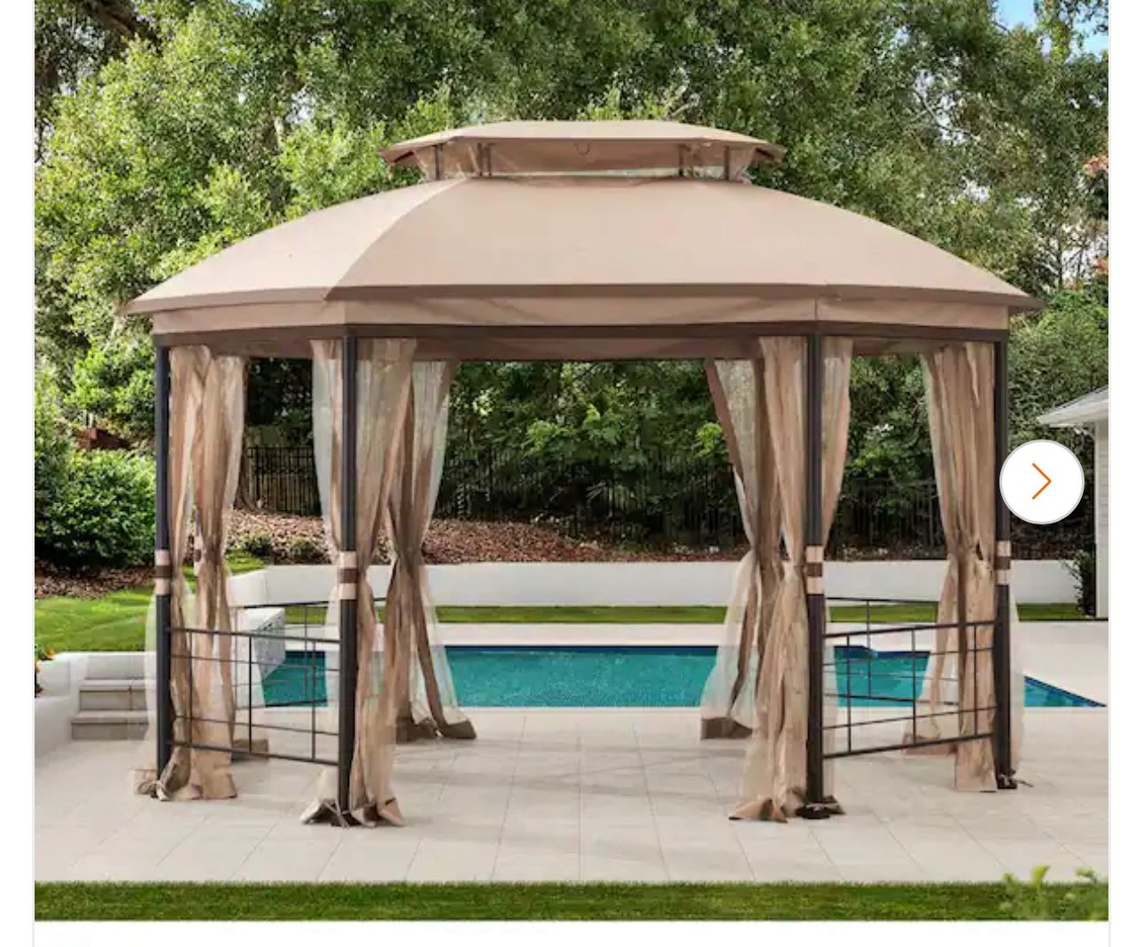 Seagrove 12 ft. x 10 ft. Octagonal Steel Frame Gazebo with Tan Canopy