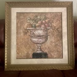  This is a print titled "Fruit Fresco L" or "Fruit Fresco I" by Ucello. It depicts a still life of fruit in a distressed urn. This beautiful fruit sti