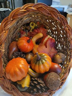 12" Cornucopia Decoration With Fall Fillings