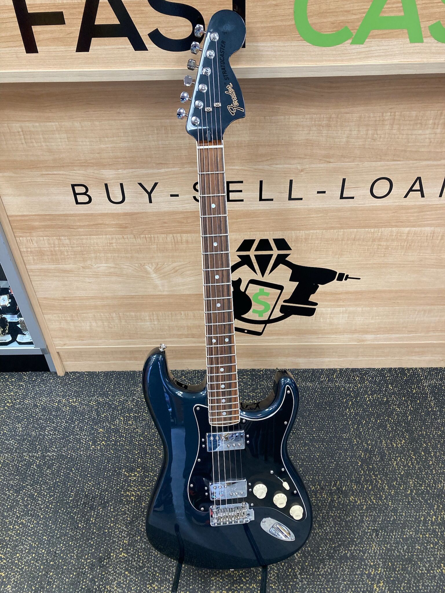 Fender Classic Player Stratocaster HH 2014 Dark Mercedes Blue Electric Guitar