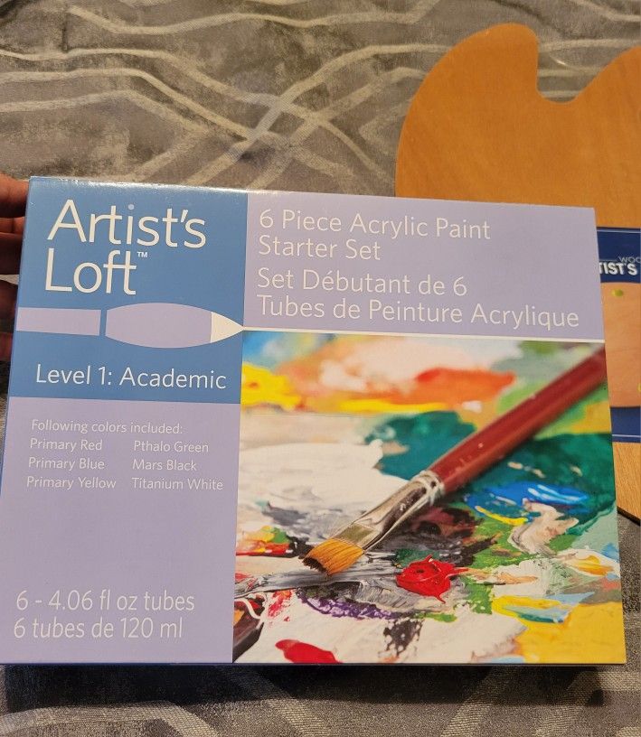 Artist's Loft 6 Piece Acrylic Paint Starter Kit And Wood Palette