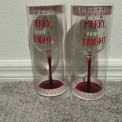 Christmas Wine Glasses Set Of 2